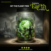 Black Illustrative Earth Day Square Isikwele (1:1) template