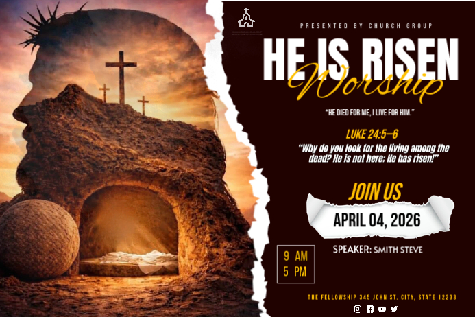 Copy of Black Illustrative Easter Worship Conference Banner 4' × 6 ...