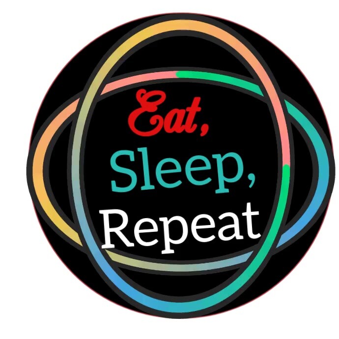 Black Illustrative Eat, Sleep, Repeat Instagram Post template