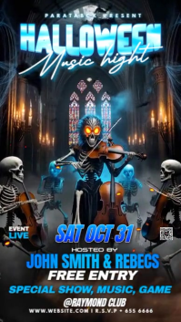 Black Halloween Music Night Instagram Story Template