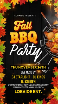 Black Illustrative Fall Bbq Party Instagram Story template