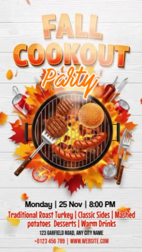 Black Illustrative Fall Cookout Party Instagram Reel template