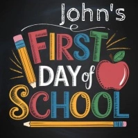 Black Illustrative First Day Of School Poster template