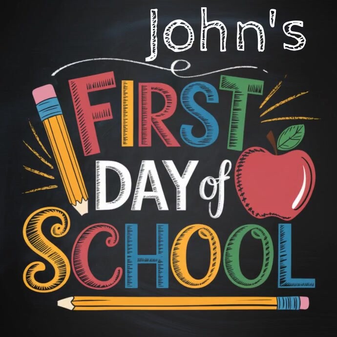 Black Illustrative First Day Of School Poster Publicação no Instagram template