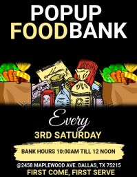 Black Illustrative Food Bank Event Flyer Volante (Carta US) template