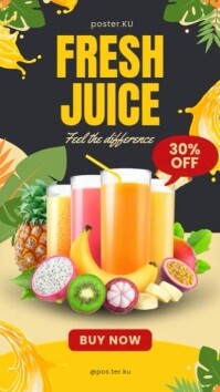 Black Illustrative Fresh Juice Instagram Reel template