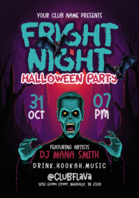 Black Illustrative Fright Night A5 template