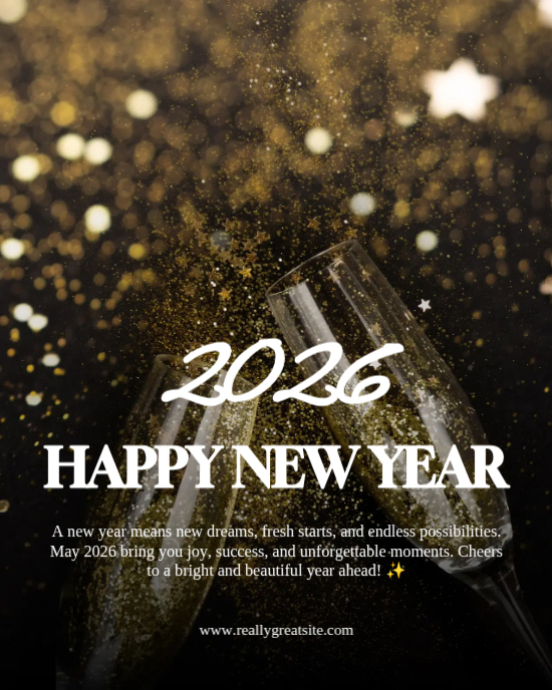 Plantilla de Black Illustrative Gold And Black Elegant New Year 2026 ...