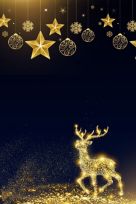 Black Illustrative Golden Reindeer Christmas Magic Poster template