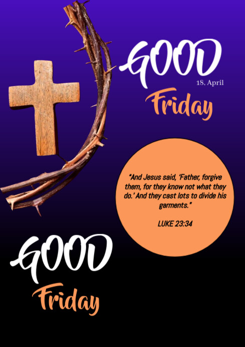 Black Illustrative Good Friday Design A4 Template | PosterMyWall