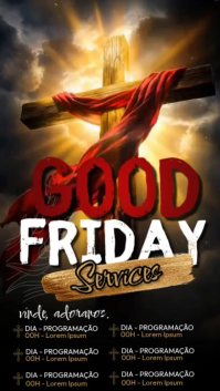 Black Illustrative Good Friday Services Instagram Story Video template