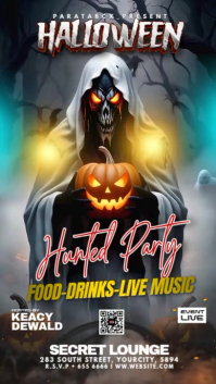 Black Illustrative Gorgeous Halloween Club Party Night Instagram Reel template