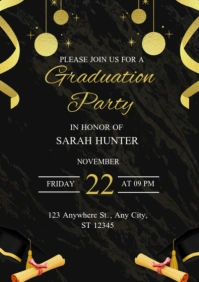 Black Illustrative Graduation Party A2 template