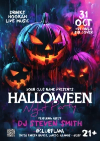 Black Illustrative Halloween A5 template