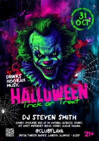 Black Illustrative Halloween A5 template