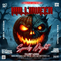 Black Illustrative Halloween Celebration Flyer Instagram Post Wpis na Instagrama template