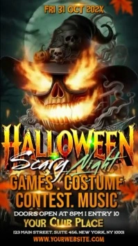 Black Illustrative Halloween Club Night Instagram Story template