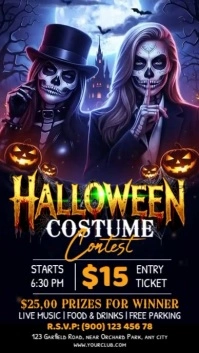 Black Illustrative Halloween Costume Contest Instagram Story Instagram-verhaal template