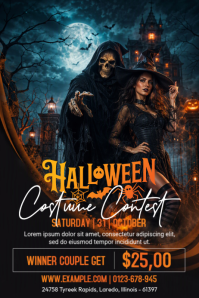 Schwarz Halloween Costume Contest Banier 4’×6’ Template