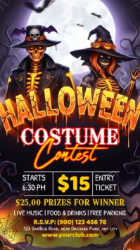 Black Illustrative Halloween Costume Contest Instagram Story template