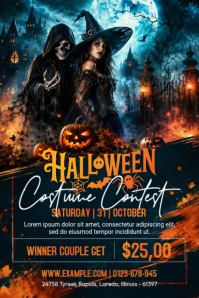Black Halloween Costume Contest Spanduk 4' × 6' Template