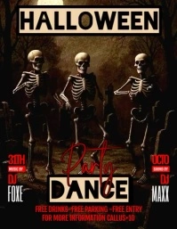 Black Illustrative Halloween Dance Party Flyer Flyer (us Letter) template