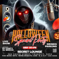 Black Illustrative Halloween Dj Flyer Square (1:1) template