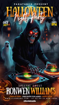 Black Illustrative Halloween Dj Night Club Party Instagram Reel template