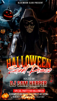 Black Illustrative Halloween Dj Night Party Facebook Story template