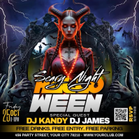 Black Halloween DJ Party Carré Template