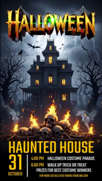 Black Halloween Haunted House Event Instagram Story Template