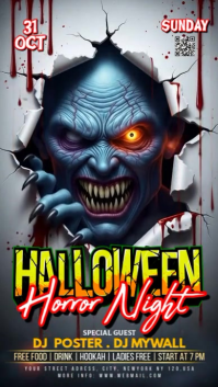 Black Illustrative Halloween Horror Night Instagram Story template
