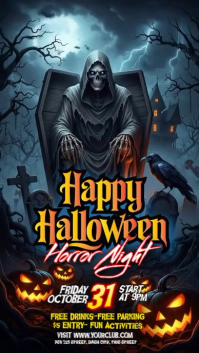 Hitam Halloween Horror Night Indaba yaku-Instagram Template