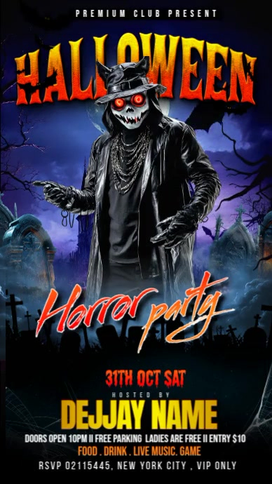 Copy of Black Illustrative Halloween Horror Party Template Instagram ...