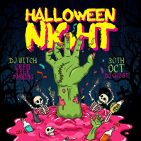 Black Illustrative Halloween Instagram Post Instagram-bericht template