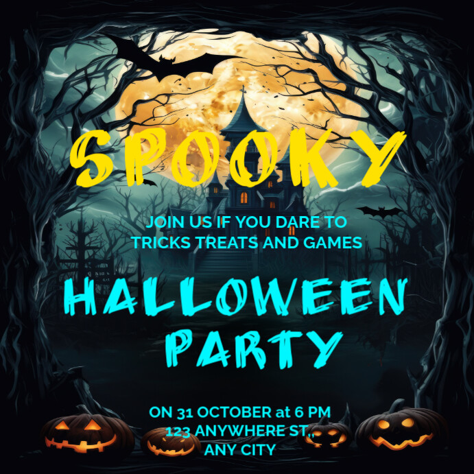 Plantilla de Black Illustrative Halloween Instagram Post | PosterMyWall
