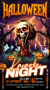 Schwarz Halloween Karaoke Night Instagram-Story Template