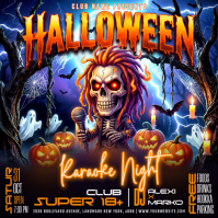 黑色 Halloween Karaoke Night Instagram-bericht Template
