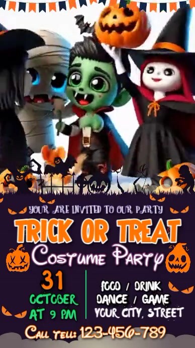 Plantilla de Black Illustrative Halloween Kids Instagram Story ...