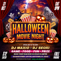 Black Halloween Movie Night Instagram-Beitrag Template