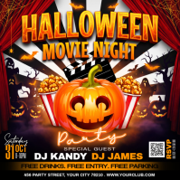 Black Halloween Movie Night Party Instagram-Beitrag Template