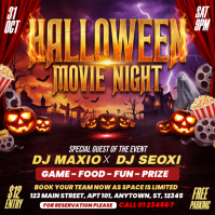 Black Halloween Movie Night Instagram Post Template