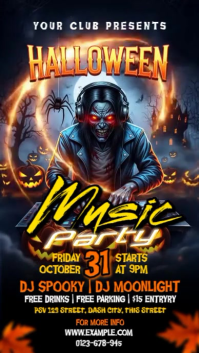 Black Illustrative Halloween Music Party Instagram Story template