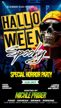 Black Illustrative Halloween Night Party Facebook Story template
