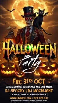 Black Illustrative Halloween Night Party Instagram Story template