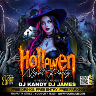 สีดำ Halloween Night Party Instagram-opslag Template