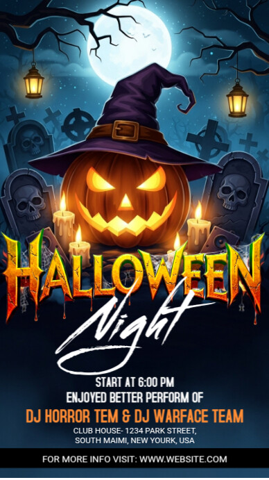 Plantilla de Black Illustrative Halloween Night Party Instagram Story ...