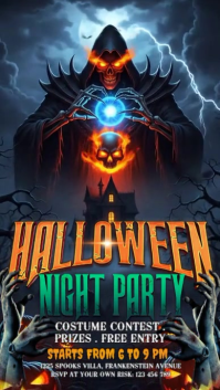 Black Illustrative Halloween Night Party Instagram Story template