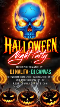Black Illustrative Halloween Night Party Instagram Story template