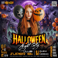 Black Halloween Night Party Pos Instagram Template